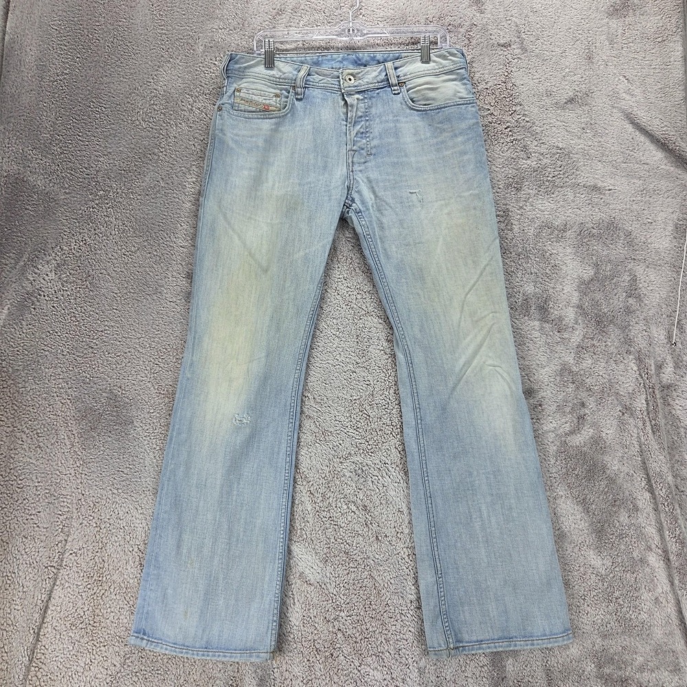 Diesel Jeans Mens 31x30 Blue Zatiny Regular Bootcut Distressed Button Fly 008SZ